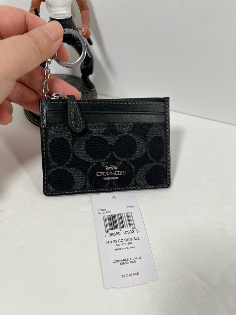 Coach Mini Skinny Id Case In Signature Denim CDN29 denim/Silver/Black